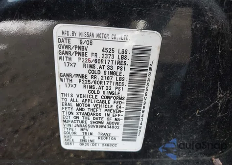 2009 Nissan Rogue Sl from USA, damaged, VIN JN8AS58V99W434802